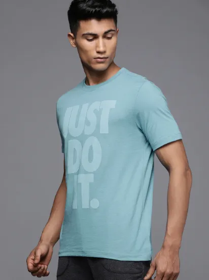 Men Blue Printed Round Neck T-shirt