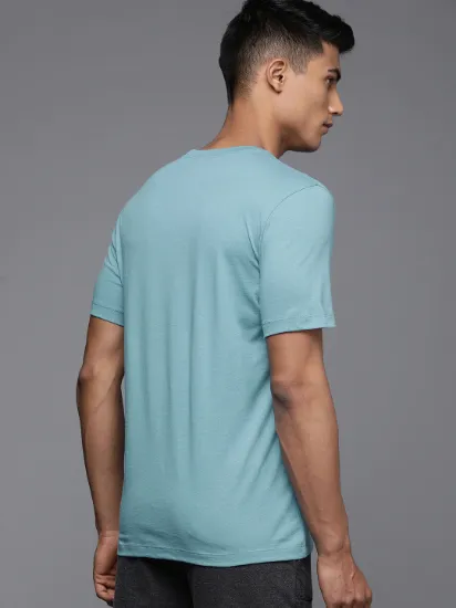 Men Blue Printed Round Neck T-shirt