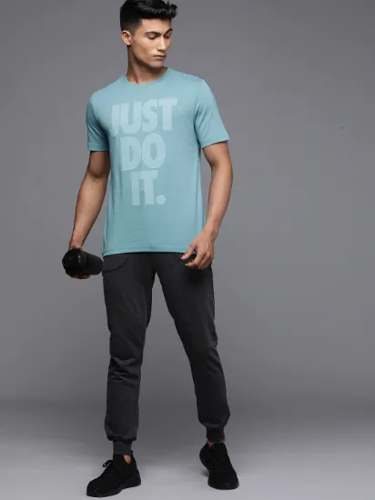 Men Blue Printed Round Neck T-shirt