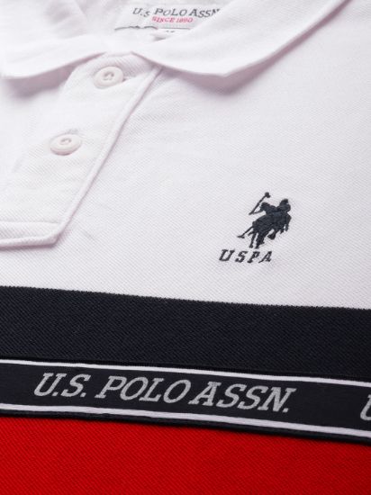 Men White Colourblocked Polo Collar Cotton T-shirt with Striped Detail