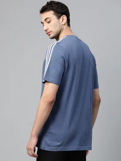 Men Blue Solid Cotton T-shirt