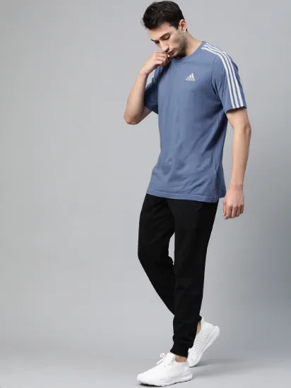 Men Blue Solid Cotton T-shirt