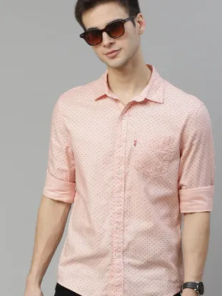 Men Pink & Maroon Pure Cotton Regular Fit Printed Casual Shirt