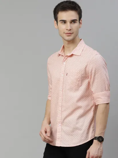 Men Pink & Maroon Pure Cotton Regular Fit Printed Casual Shirt