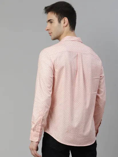 Men Pink & Maroon Pure Cotton Regular Fit Printed Casual Shirt
