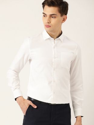 Men White Pure Cotton Solid Formal Shirt