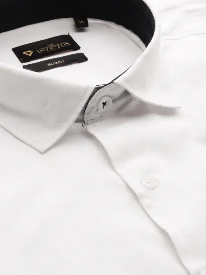 Men White Pure Cotton Solid Formal Shirt