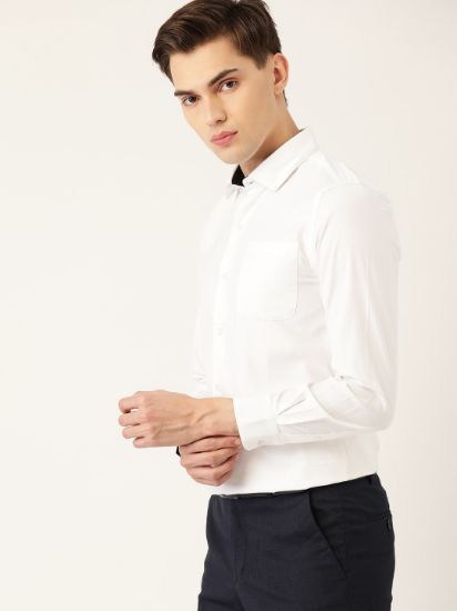 Men White Pure Cotton Solid Formal Shirt