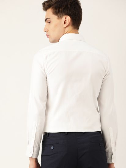 Men White Pure Cotton Solid Formal Shirt