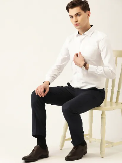 Men White Pure Cotton Solid Formal Shirt