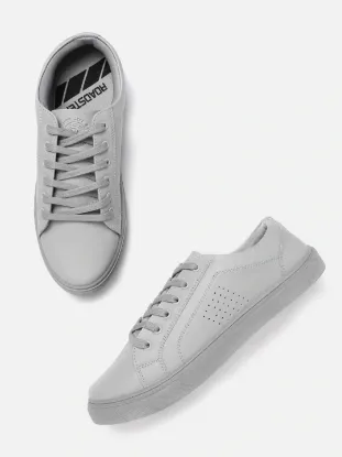 Men Grey Solid Sneakers