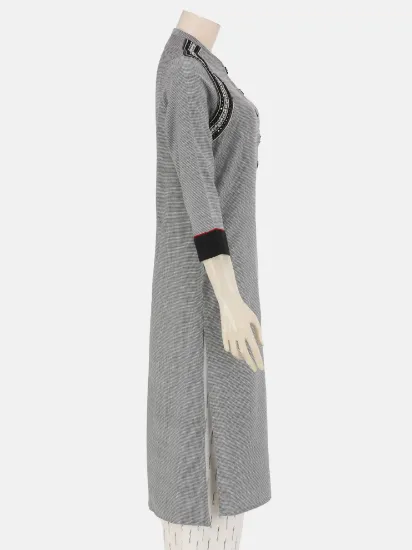 Black Textured Embroidered Viscose-Cotton Shalwar Kameez Set