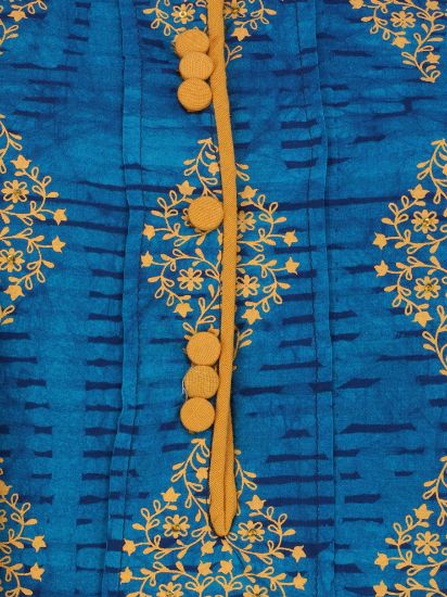 Picture of Blue Wax Dyed and Printed Viscose-Cotton Shalwar Kameez Set