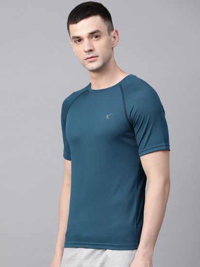 Picture of Hrx By Hrithik Roshan Men Teal Blue Solid Rapid-Dry Running T-shirt