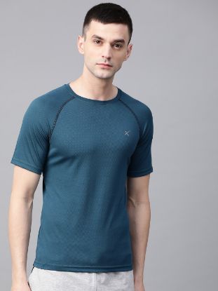 Picture of Hrx By Hrithik Roshan Men Teal Blue Solid Rapid-Dry Running T-shirt